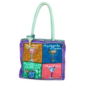 Anne Ormsby Surviving Stress Summer Beach Colorful Canvas Tote Shoulder Bag